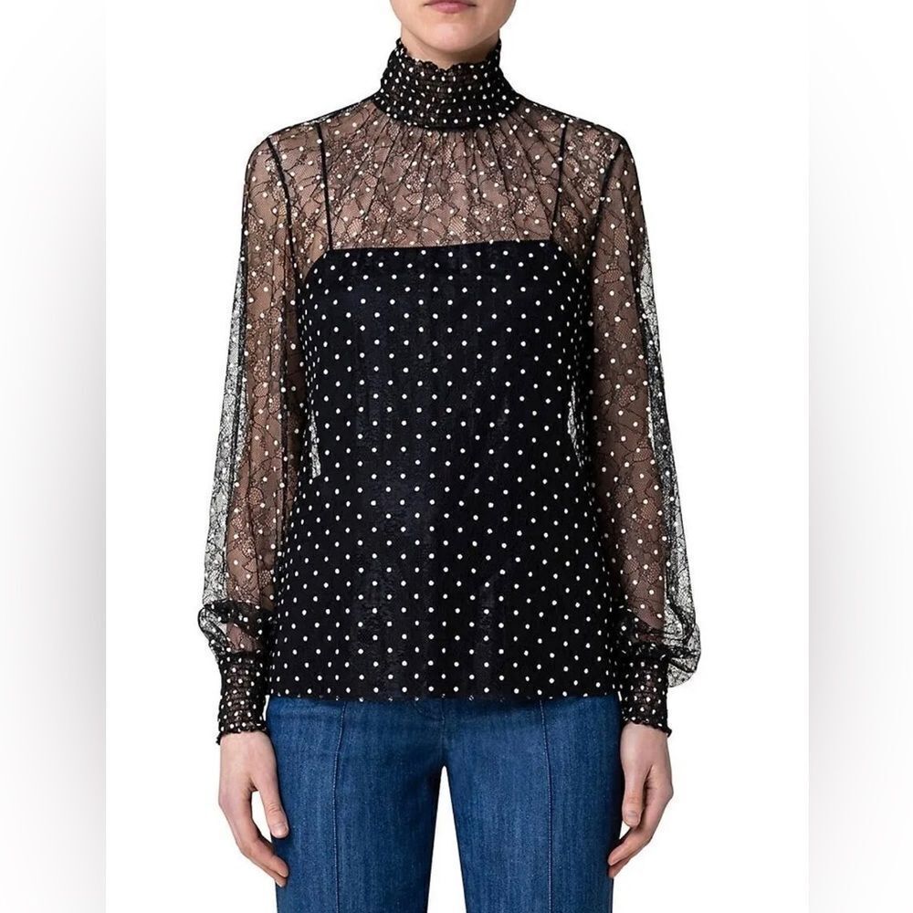 Akris Punto Polka Dot Lace Blouse size 10